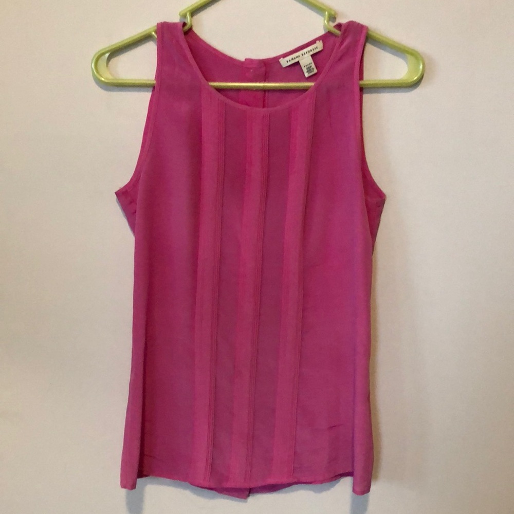 Pink silk sleeveless blouse